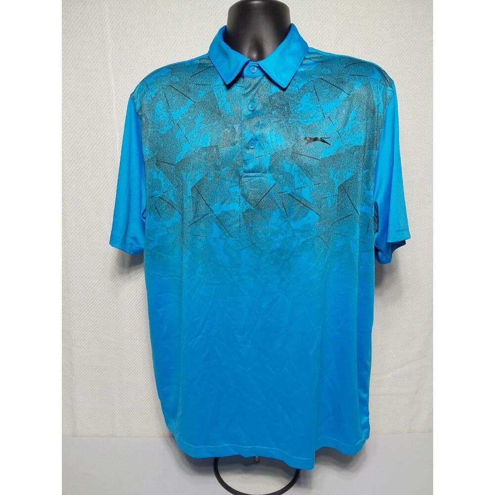 Slazenger Golf Polo Shirt Mens XL Blue Geometric Performance Stretch Casual